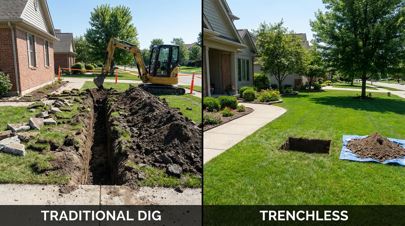 Trenchless sewer repair with minimal yard damage versus traditional excavation in Santa Clarita, CA